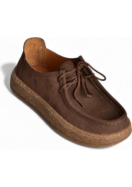 V944092701 Kahverengi Hakiki Deri Nubuk Günlük Ayakkabı