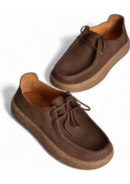 V944092701 Kahverengi Hakiki Deri Nubuk Günlük Ayakkabı modelleri