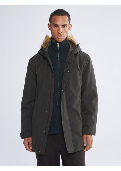 Yeni Sezon Standart Kalıp Kürk Kapüşonlu Erkek Parka