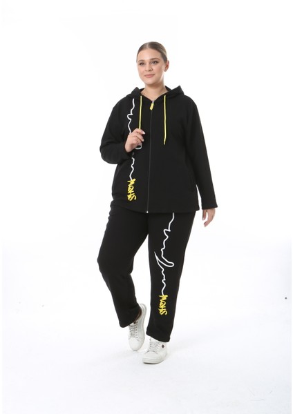 Kadın Büyük Beden Kışlık Viskon Siyah Alt Üst Takım modelleri