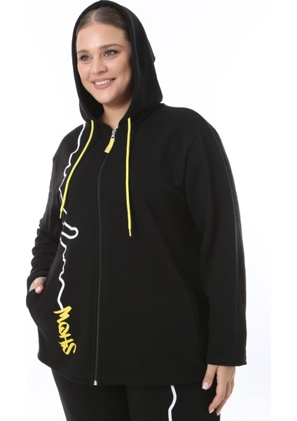 Kadın Büyük Beden Kışlık Viskon Siyah Alt Üst Takım