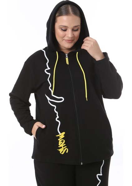 Kadın Büyük Beden Kışlık Viskon Siyah Alt Üst Takım