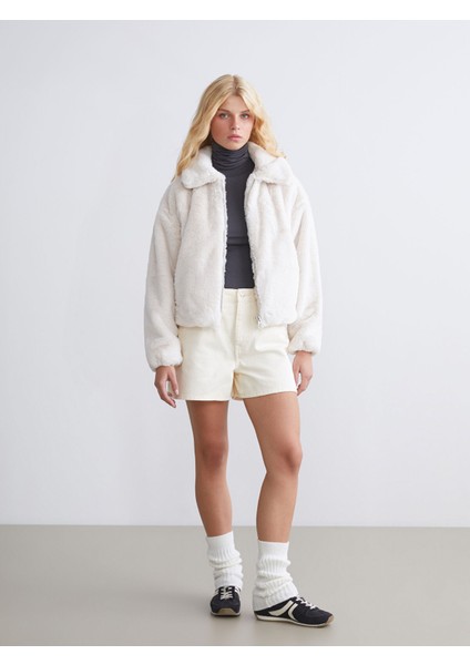 Yeni Sezon Gömlek Yaka Kadın Pelüş Mont fiyatları