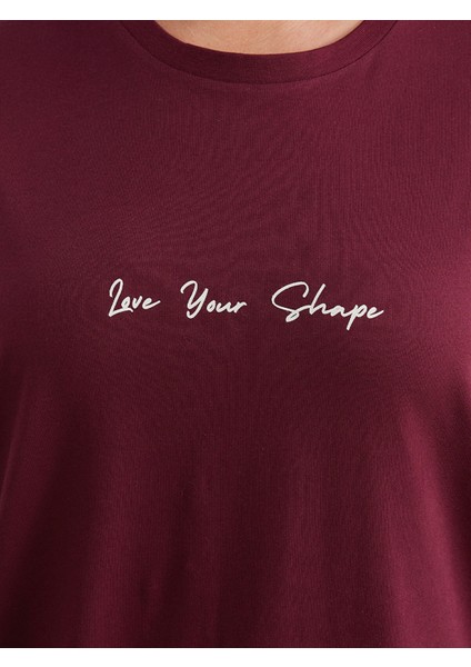 Yeni Sezon Büyük Beden Bisiklet Yaka Baskılı Kadın Tişört modelleri