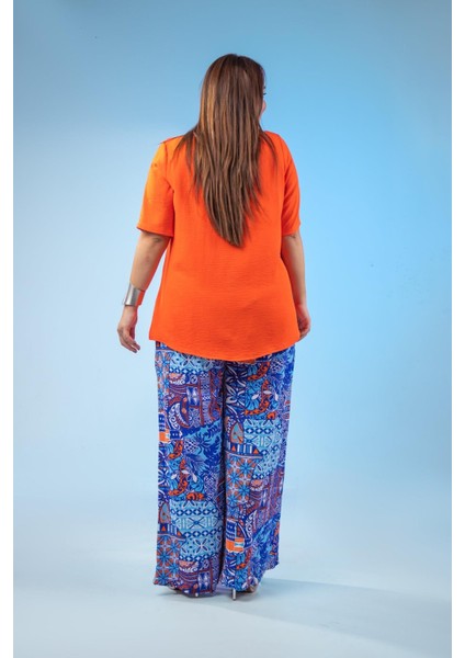 Kadın 333069 Geniş Yaka Bluz Turuncu