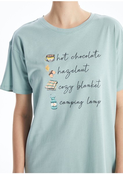 Yeni Sezon Bisiklet Yaka Baskılı Kadın Gecelik fırsatları