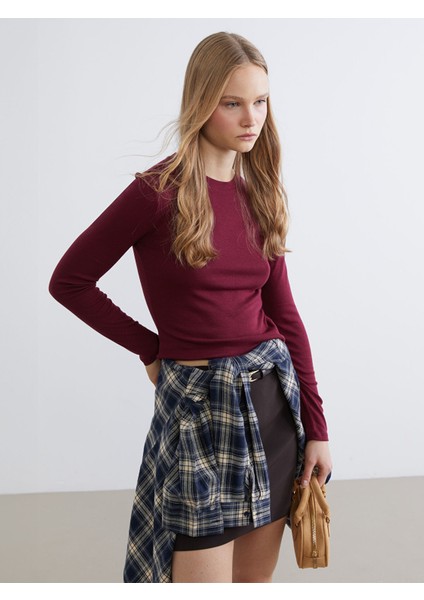 Yeni Sezon Bisiklet Yaka Modal Karışımlı Kadın Body