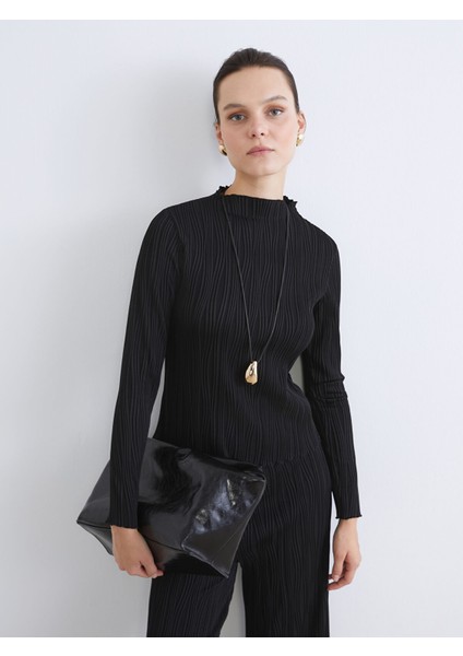 Yeni Sezon Dik Yaka Dokulu Kadın Body