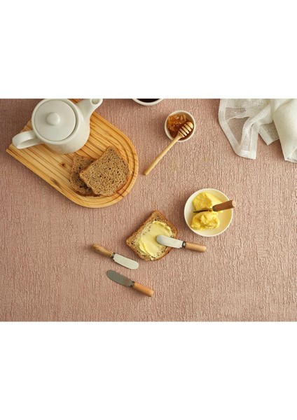 Ahşap Saplı Kahvalı Reçel Kaşığı 6 Adet