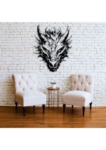 Ejderha Kafası Metal Duvar Dekoru – Fantastik Sanat ve Güç Temalı Modern Tasarım fiyatları