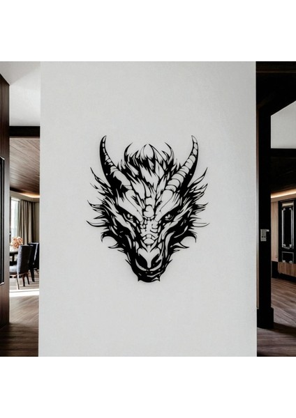 Ejderha Kafası Metal Duvar Dekoru – Fantastik Sanat ve Güç Temalı Modern Tasarım fırsatları
