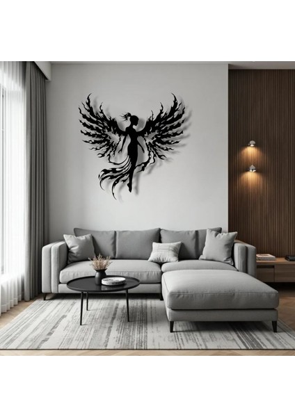 Alev Kanatlı Melek Metal Duvar Dekoru – Gücün ve Zarafetin Sanatsal Yorumu modelleri