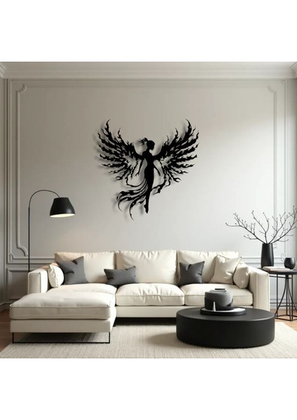 Alev Kanatlı Melek Metal Duvar Dekoru – Gücün ve Zarafetin Sanatsal Yorumu indirimleri