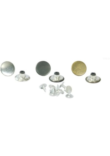 Düğme 14 mm Kendin Yap Kiti, Kot Kot Mont Için Çekiçle Uygulama Aparatları ve 8 Adet Çivili Düğme Takım-Paslanmaz Pirinç (Gümüş)