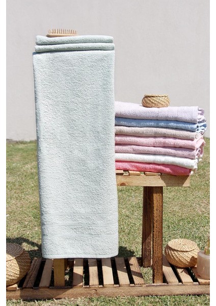 %100 Pamuk Renkli 70X140 Havlusu Mint