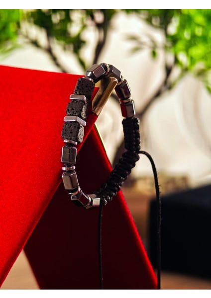 Makrome Bileklik El Yapımı Saf Doğaltaş Özel Yapım Hematit Taşı, Lav Taşı, Akik Taşı, Amatis Taşı modelleri