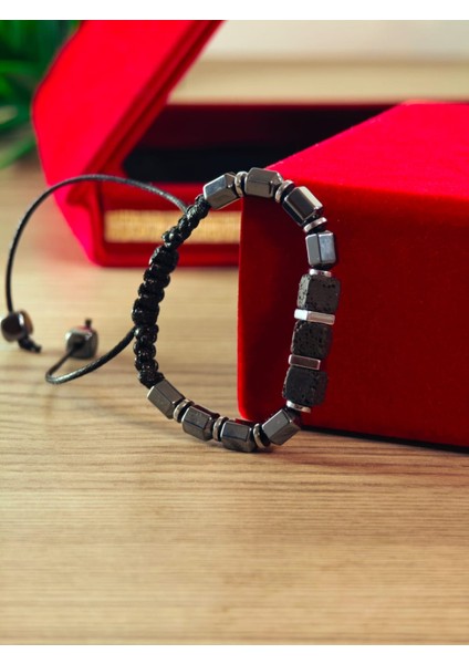 Makrome Bileklik El Yapımı Saf Doğaltaş Özel Yapım Hematit Taşı, Lav Taşı, Akik Taşı, Amatis Taşı fırsatları