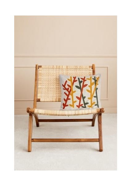 Bambu Nakışlı Dekoratif Kırlent Kılıfı, Panç Kırlent ve Yastık Kılıfı, 44X44 cm fiyatları