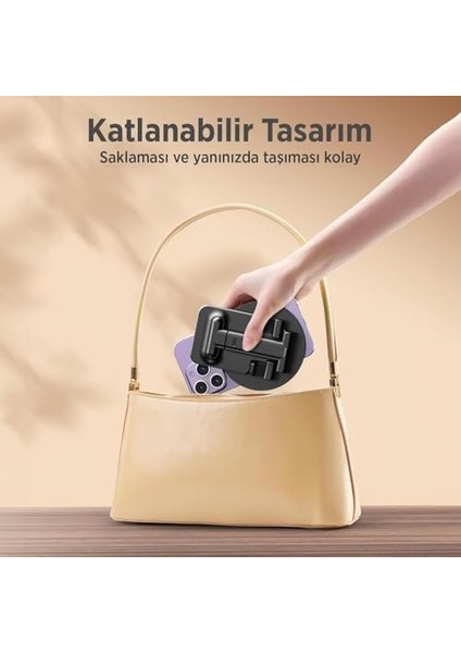 Katlanabilir 360 Derece Dönen Masaüstü Telefon Siyah fiyatları