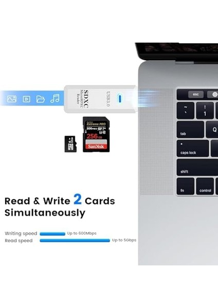 Usb3.0 Sd/tf Kart Okuyucu, USB 3.0 5gbps Yüksek Hızlı Çift Yuvalı Otg Hafıza Kartı Adaptörü Tf/micro Sd/sd/sdxc/micro Sdxc/micro Sdhc Hafıza Kartları Için, MacBook Pro/air ile Uyumlu fiyatları