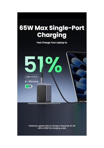 Ugreen Nexode Air 65W 3-Port Gan Charger Eu Hızlı Şarj Adaptörü modelleri