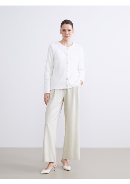 Yeni Sezon Bisiklet Yaka Taşlı Kadın Triko Hırka fiyatları