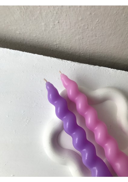 2'li Pembe-Mor Burgu Şamdan Mum Seti modelleri
