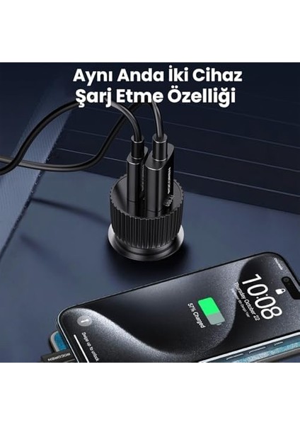 48W Çift Portlu USB Type-C ve Usb-A Araç Içi Hızlı Şarj Cihazı fiyatları