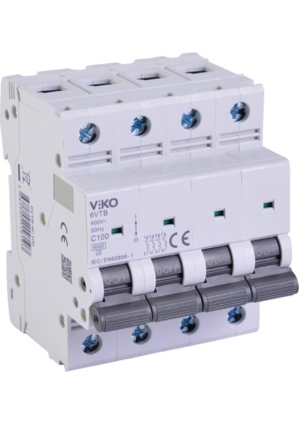 6VTB-4C100 Otomatik Sigorta 6ka C Tipi 4 Kutup 100A