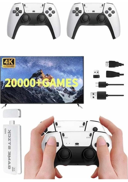 3D 4K 2000 Oyunlu Game Stick Oyun Konsolu Çift Konsol