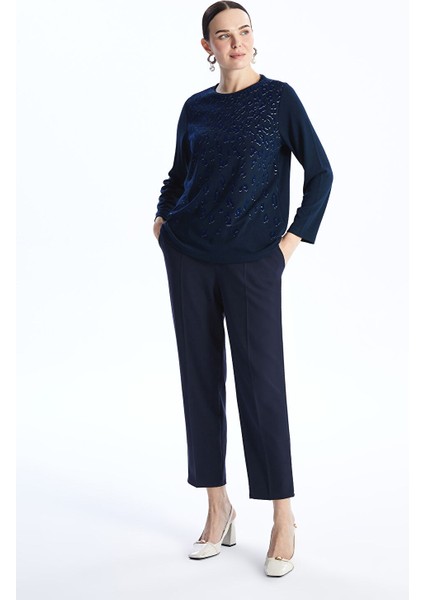 Yeni Sezon Bisiklet Yaka Desenli Uzun Kollu Kadın Bluz modelleri