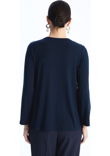 Yeni Sezon Bisiklet Yaka Desenli Uzun Kollu Kadın Bluz indirimleri