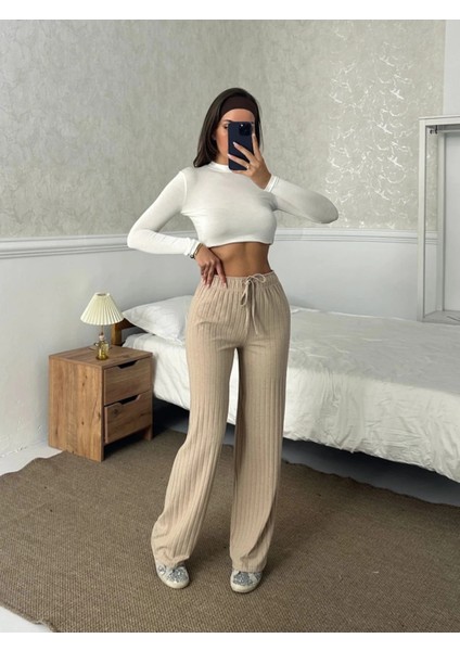 Yzlal Fitilli Şardonlu Pantolon Bej A4058 (Beden: S) modelleri
