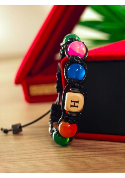 Makrome Bileklik El Yapımı Kişiye Özel Yapım Harfli Makrome Bileklik Doğal Taş Makrome Bileklik