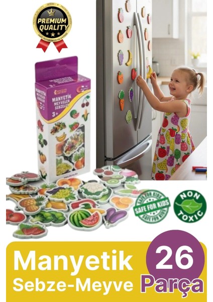 Yeni Nesil Eğlenceli Eğitici Öğretici El Göz Koordinasyonu Oyun Manyetik Sebze ve Meyveler 26 Parça