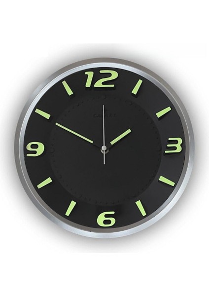 Fosforlu Serisi Sessiz Akar Kabartma Rakamlı Duvar Saati 25 cm