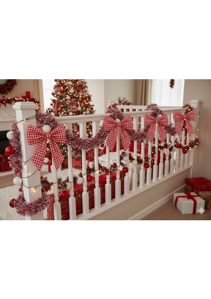 Kapı Süsü Kırmızı Fiyonk Kurdela Hediyelik Süs 40X55 cm