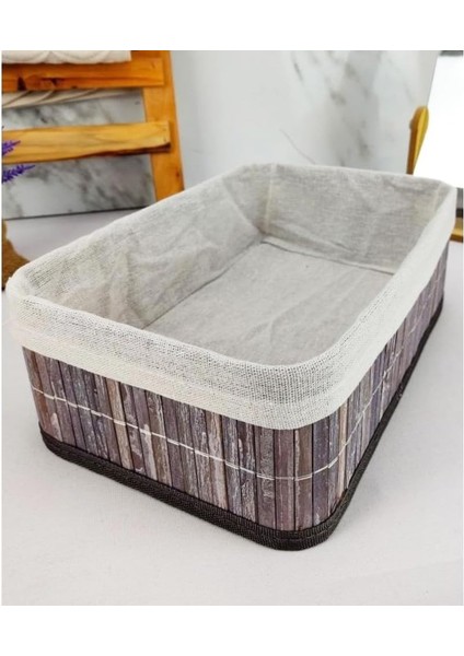 Bambu Çok Amaçlı Saklama Kutusu Düzenleyici Büyük Boy Organizer, Dekoratif Bambu Düzenleyici Gri (33X23X12CM) fiyatları