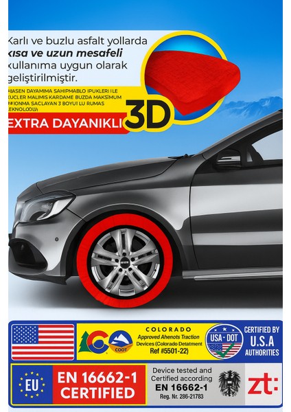 Snowsocks 3D Ekstra Dayanıklı Kar Çorabı – Zincir Muadili | 2 Dakika Hızlı Montaj | Jant & Abs Sistemine Zarar Vermez | En 16662-1 Sertifikalı fiyatları