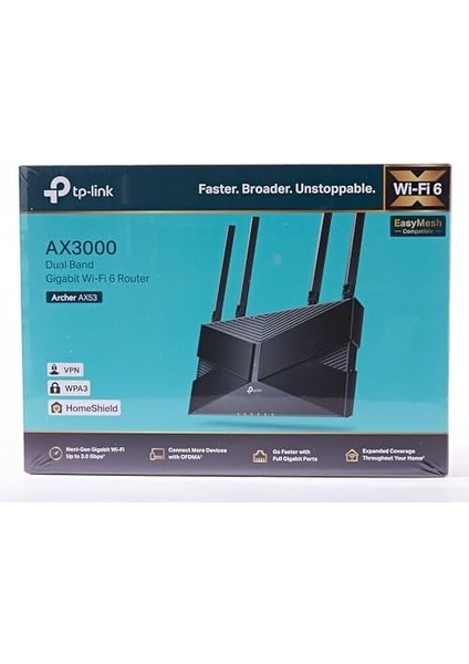 Archer AX53, AX3000 Dual Band Gigabit Wi-Fi 6 Router, Fiber Destekli, 4× Gigabit Lan Ports, Wpa3, Oyun Için Ideal Xbox/ps4/steam fiyatları