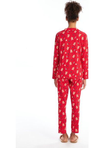 Yeni Sezon Gömlek Yaka Yılbaşı Temalı Kadın Pijama Takımı fırsatları