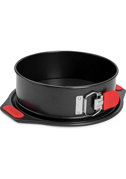 Bakeware Yuvarlak Pasta Kalıbı, Çap 20 Cm, Sızdırmaz Tabanlı, Hızlı Kilitleme ve 230°C'YE Kadar Isıya Dayanıklı Silikon Saplar, Pas Içermez, Iki Katmanlı Yapışmaz Kaplama