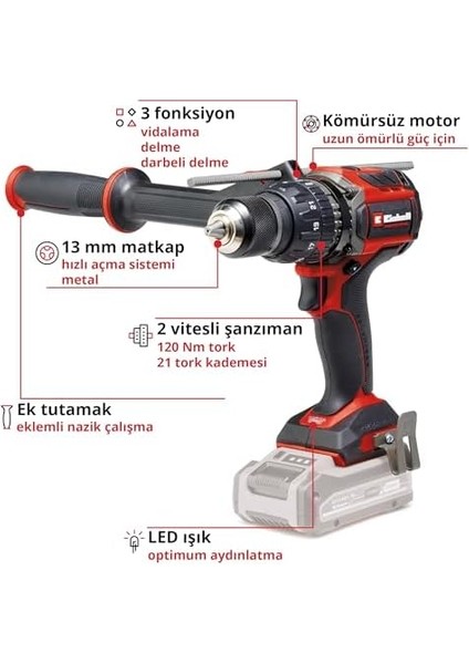 Professional Akülü Darbeli Vidalama Tp-Cd 18/120 Li-I Bl-Solo Power X- (18 V, Kömürsüz, 120 Nm, Darbeli Delme Fonksiyonu, 13 mm Mandren, 2 Vites, Akü Dahil Değildir) - 4514310 modelleri