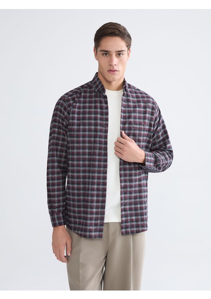 Yeni Sezon Regular Fit Uzun Kollu Ekose Gabardin Erkek Gömlek