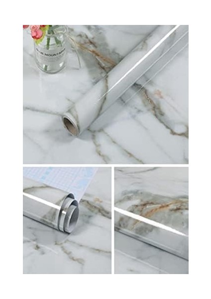 Beyaz Mutfak Tezgah Üstü Folyo Kaplama Beyaz Mermer Desenli 5 Metre 1420 fiyatları