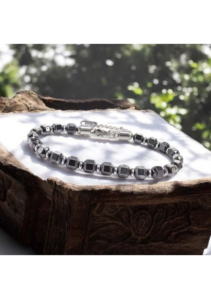 Erkek Elmas Kesim Hematit Ayaranabilir Çelik Zincir Bileklik modelleri