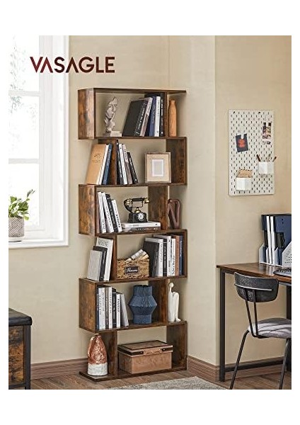 Kitap Rafı, 6 Katlı Raf, Ayaklı Raf, Ofis Rafı, Bağımsız, Dekoratif Raf, Sunum Için, Modern, Oturma Odası, Yatak Odası, Ofis, Vintabraun LBC61BX modelleri