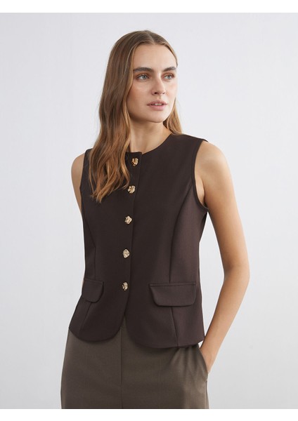 Yeni Sezon Bisiklet Yaka Kadın Klasik Yelek