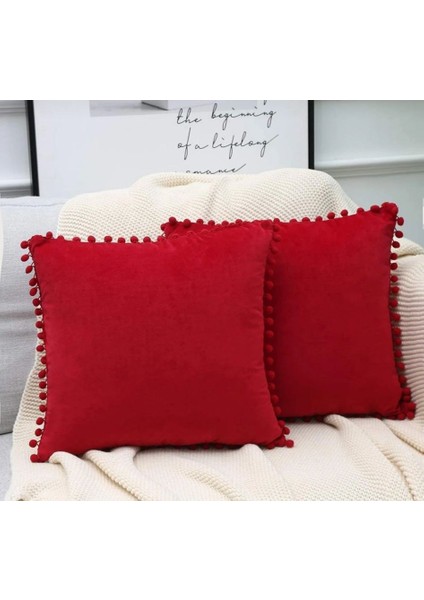 2'li Ponponlu Kırlent Kılıf Seti 40 x 40