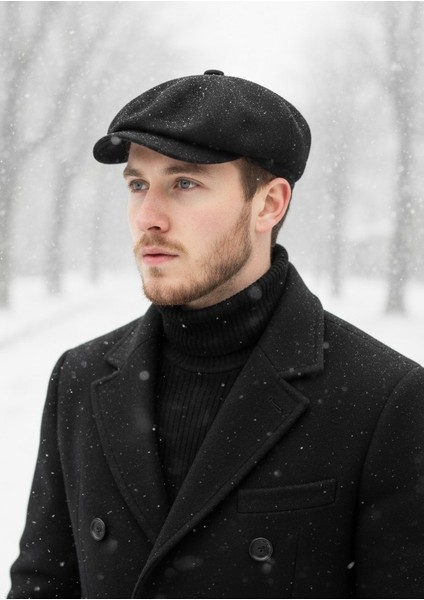 Etoile Klasik Erkek Ingiliz 8 Parça Yün Şapka – Klasik ve Şık Newsboy